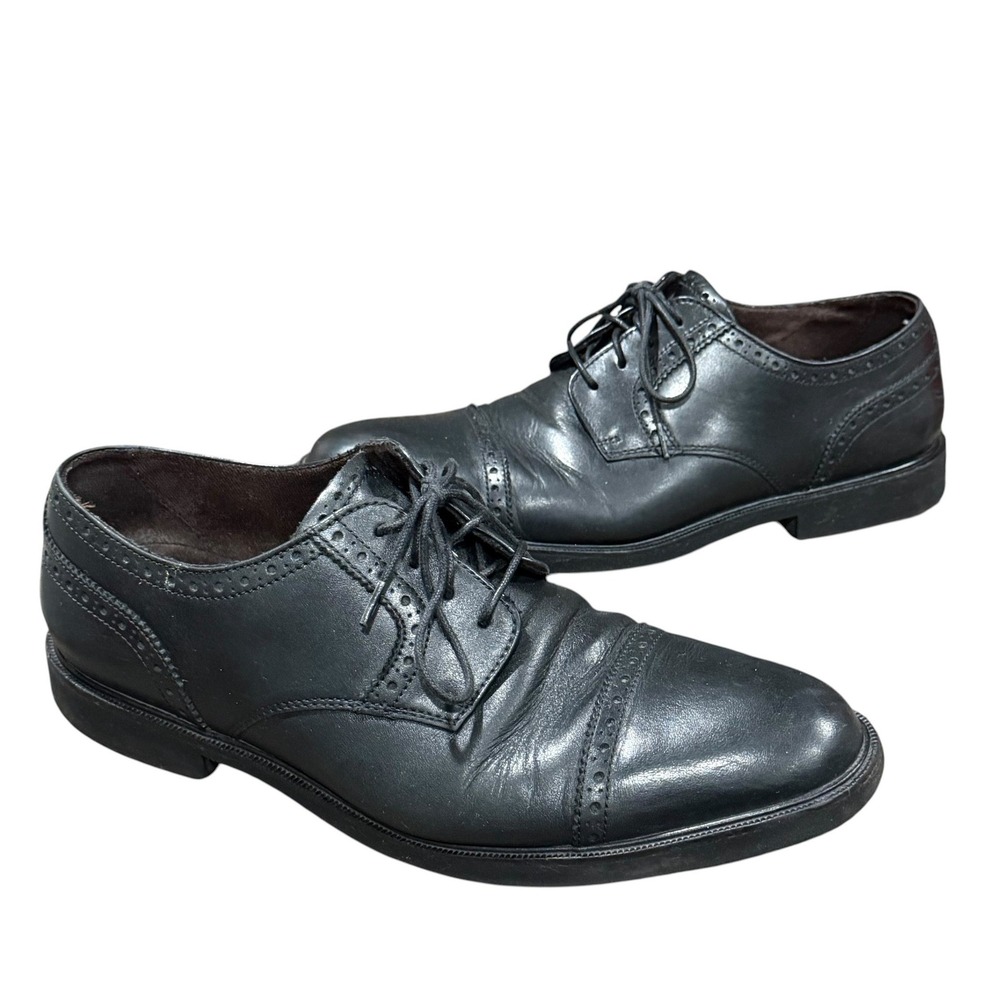 Florsheim Cap Toe Derby Oxford Shoes Mens 9 Black Leather Office Dark Academia